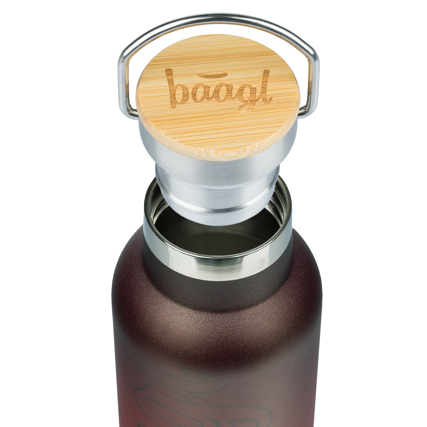 Thermo bottle with bamboo lid Gradient red-black, 500 ml