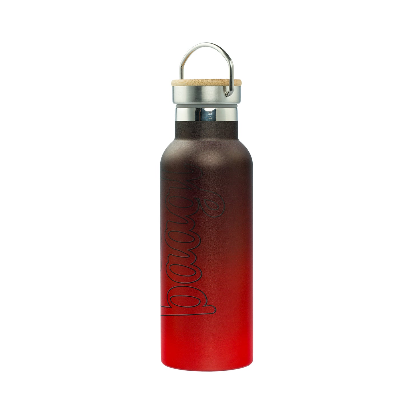 Thermo bottle with bamboo lid Gradient red-black, 500 ml