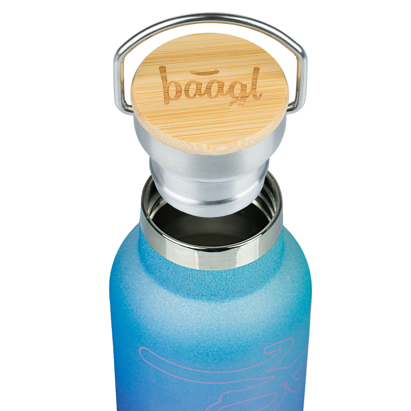 Thermo bottle with bamboo lid Gradient blue-purple, 500 ml