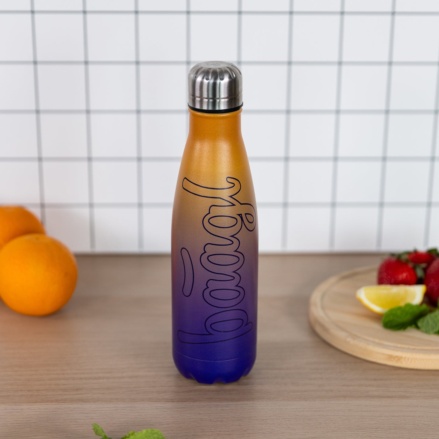 Thermo bottle with metal lid Gradient yellow-purple, 500 ml