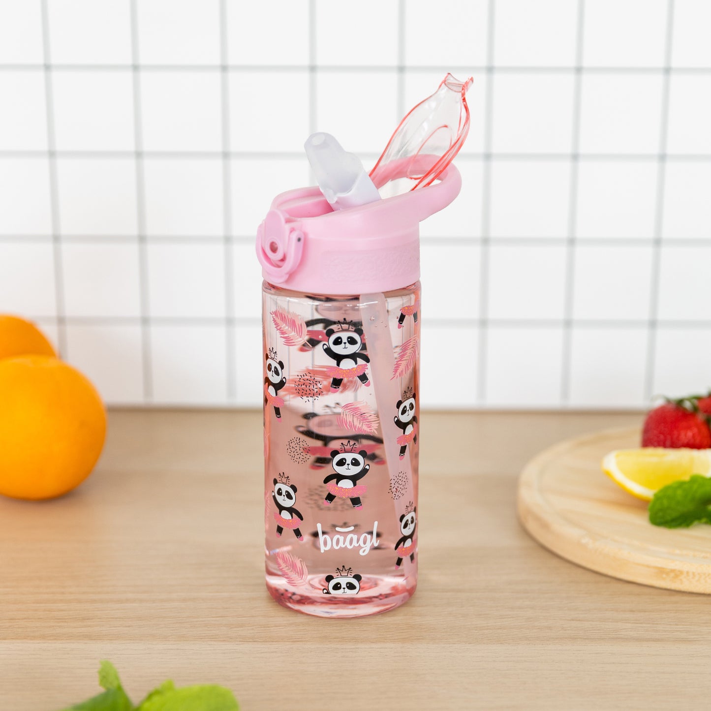 Tritan bottle with straw Panda, 500 ml