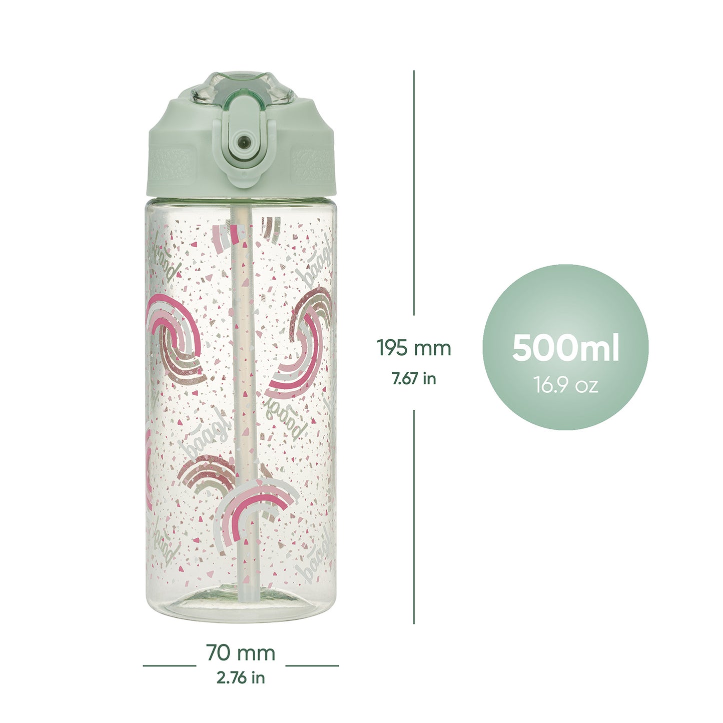 Tritan bottle with straw Rainbow, 500 ml