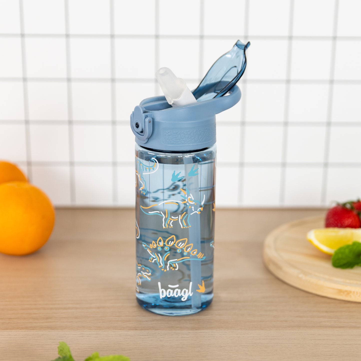 Tritan bottle with straw Dino, 500 ml