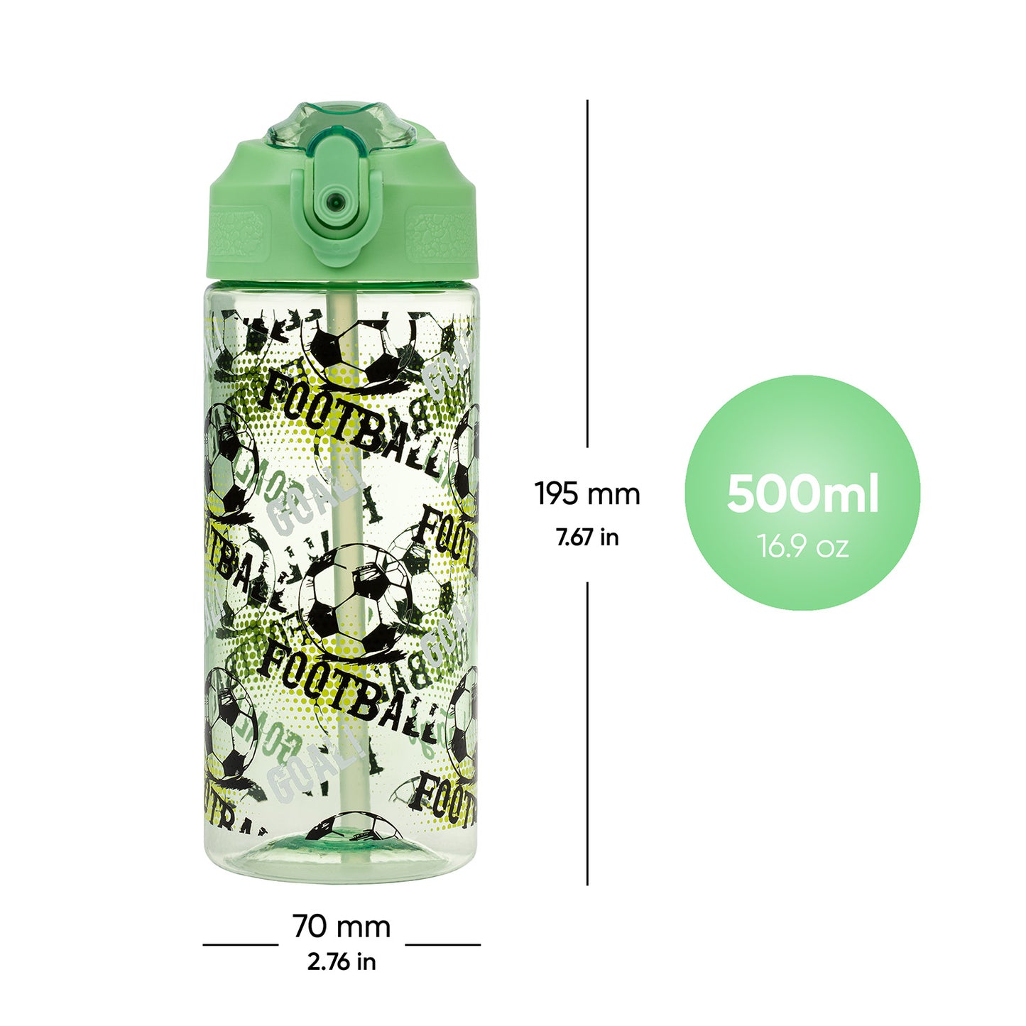 Tritan bottle with straw Football, 500 ml