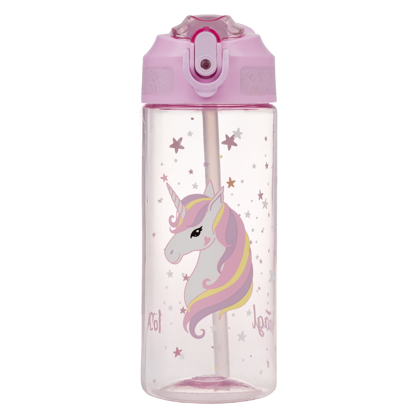 Tritan bottle with straw Rainbow Unicorn, 500 ml