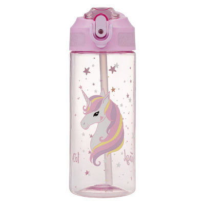 Tritan bottle with straw Rainbow Unicorn, 500 ml