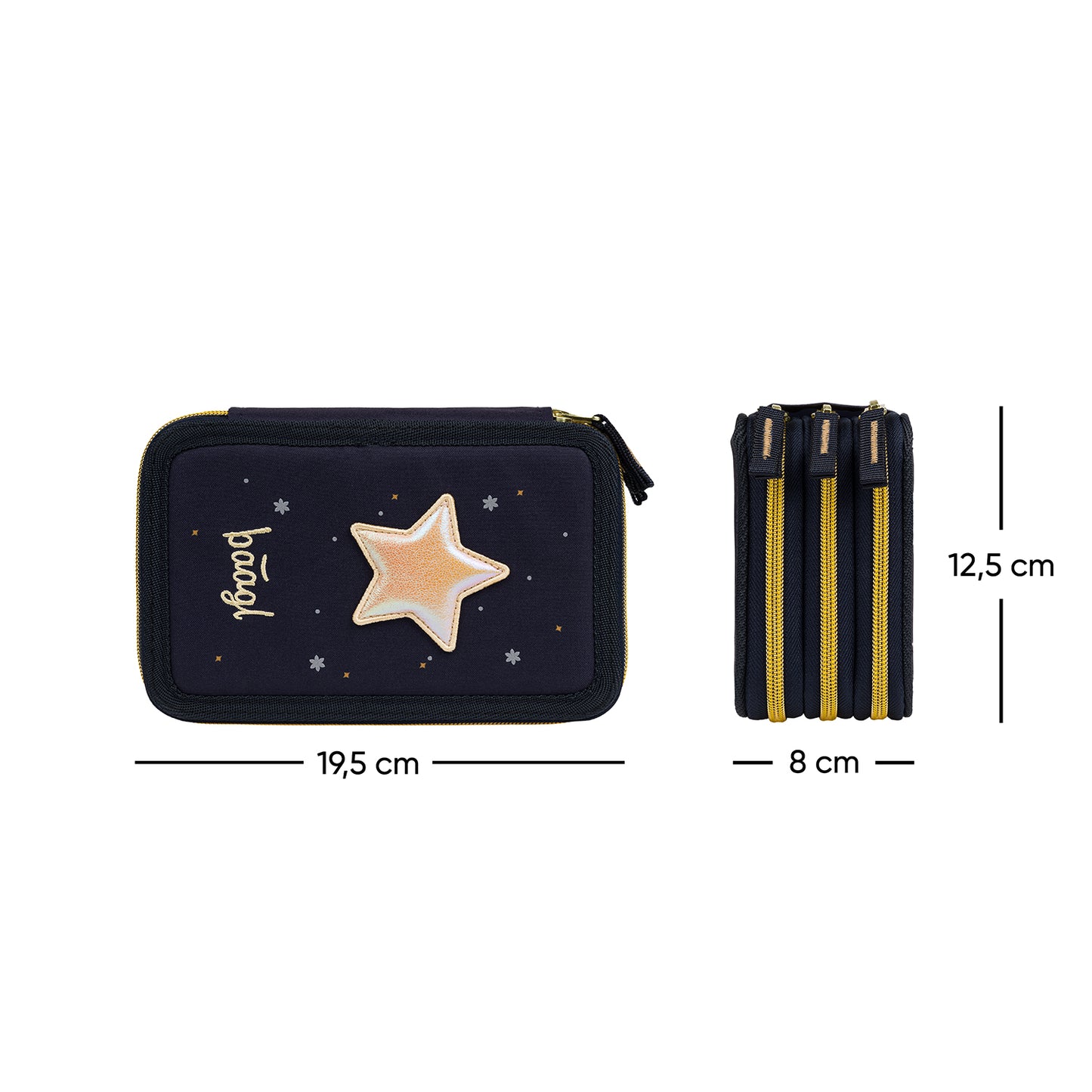 Three-tier pencil case Unicorn Gold