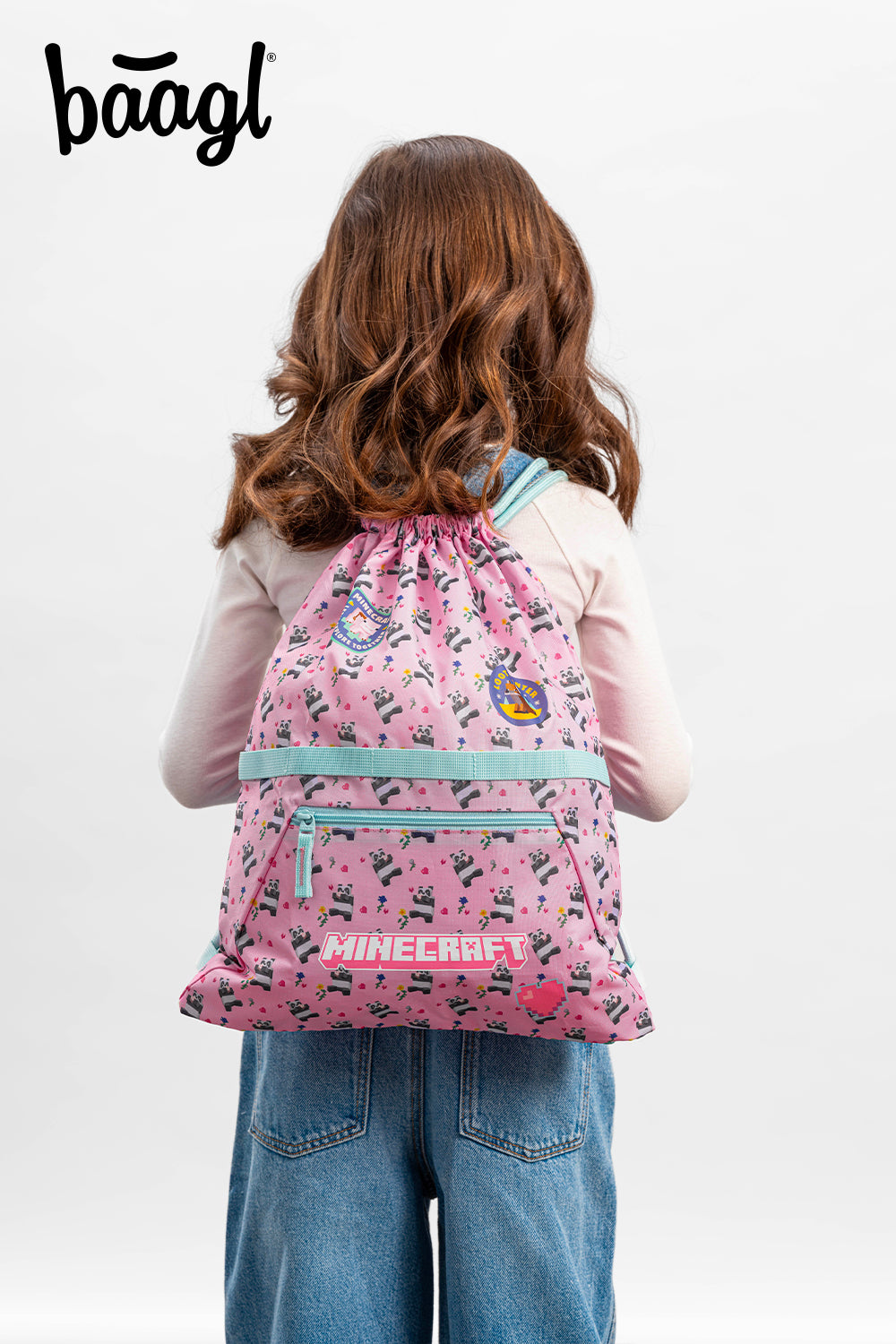 Gym sack with zip pocket Minecraft Panda