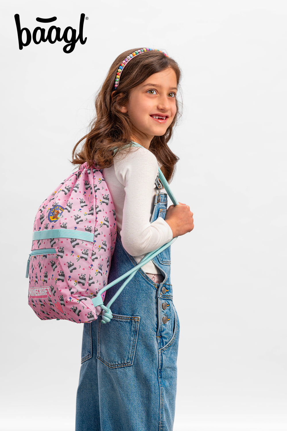 Gym sack with zip pocket Minecraft Panda