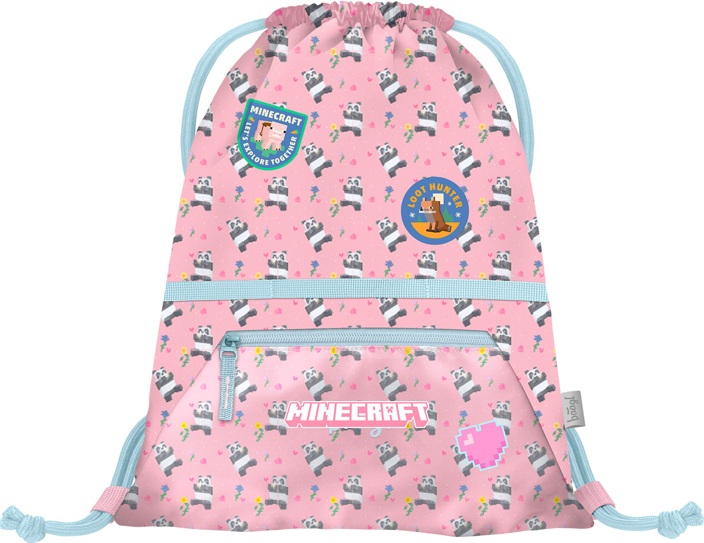 Gym sack with zip pocket Minecraft Panda