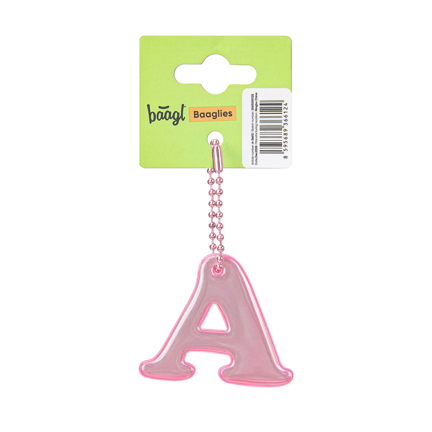 Reflective keychain letter A