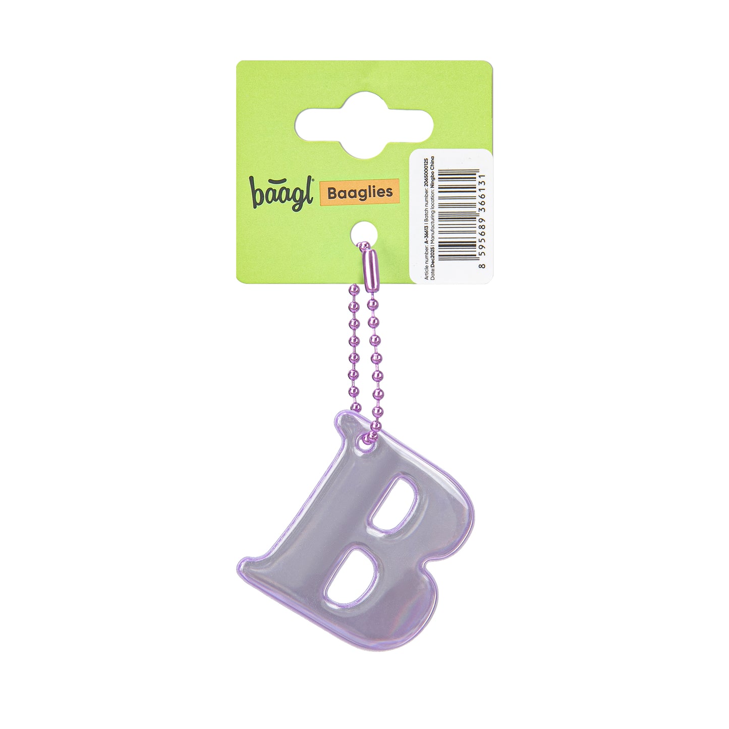 Reflective keychain letter B