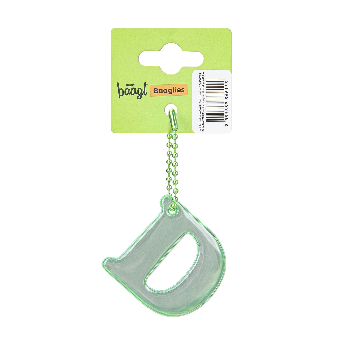 Reflective keychain letter D
