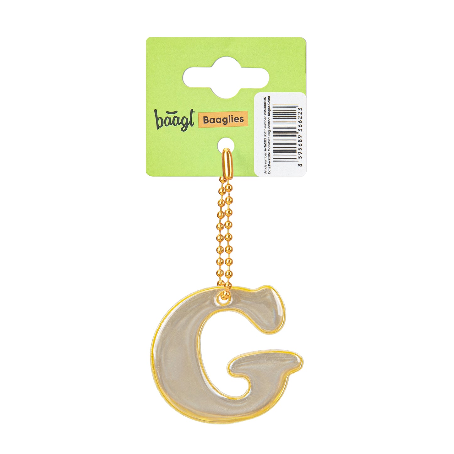 Reflective keychain letter G