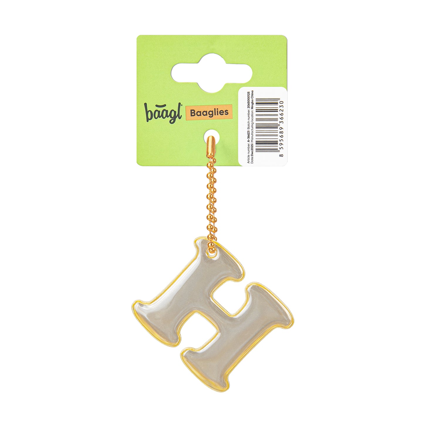 Reflective keychain letter H