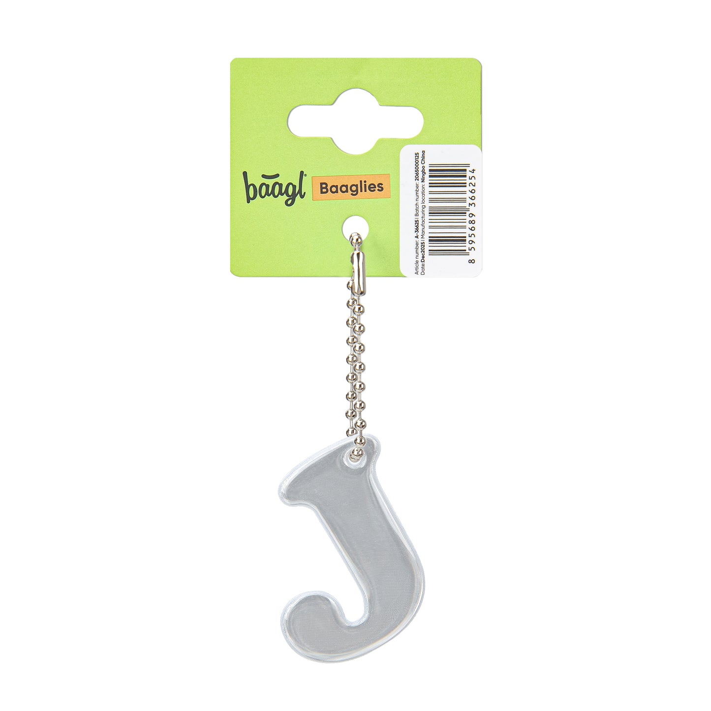 Reflective keychain letter J