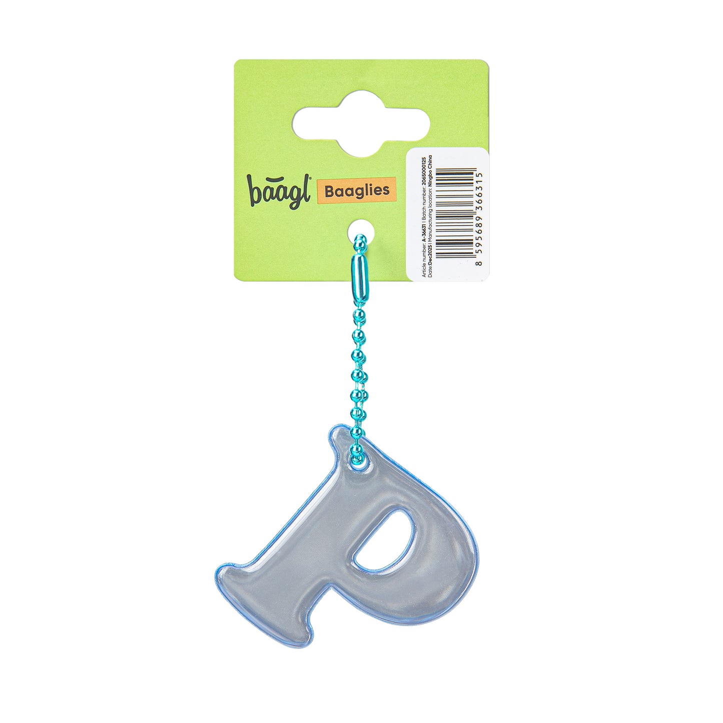 Reflective keychain letter P