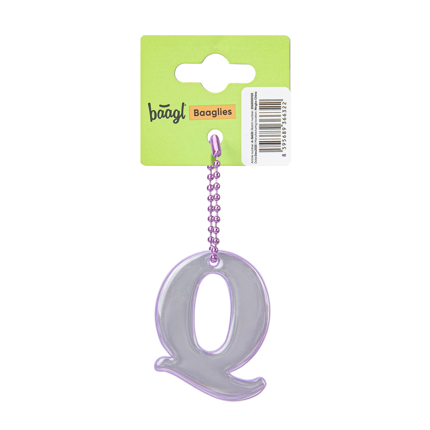 Reflective keychain letter Q