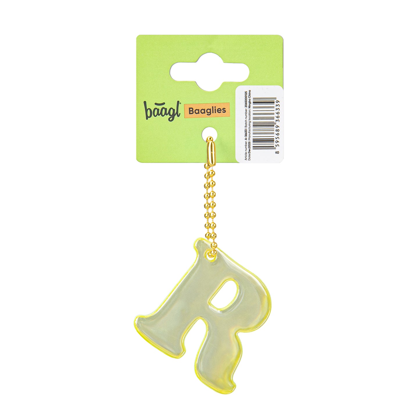 Reflective keychain letter R