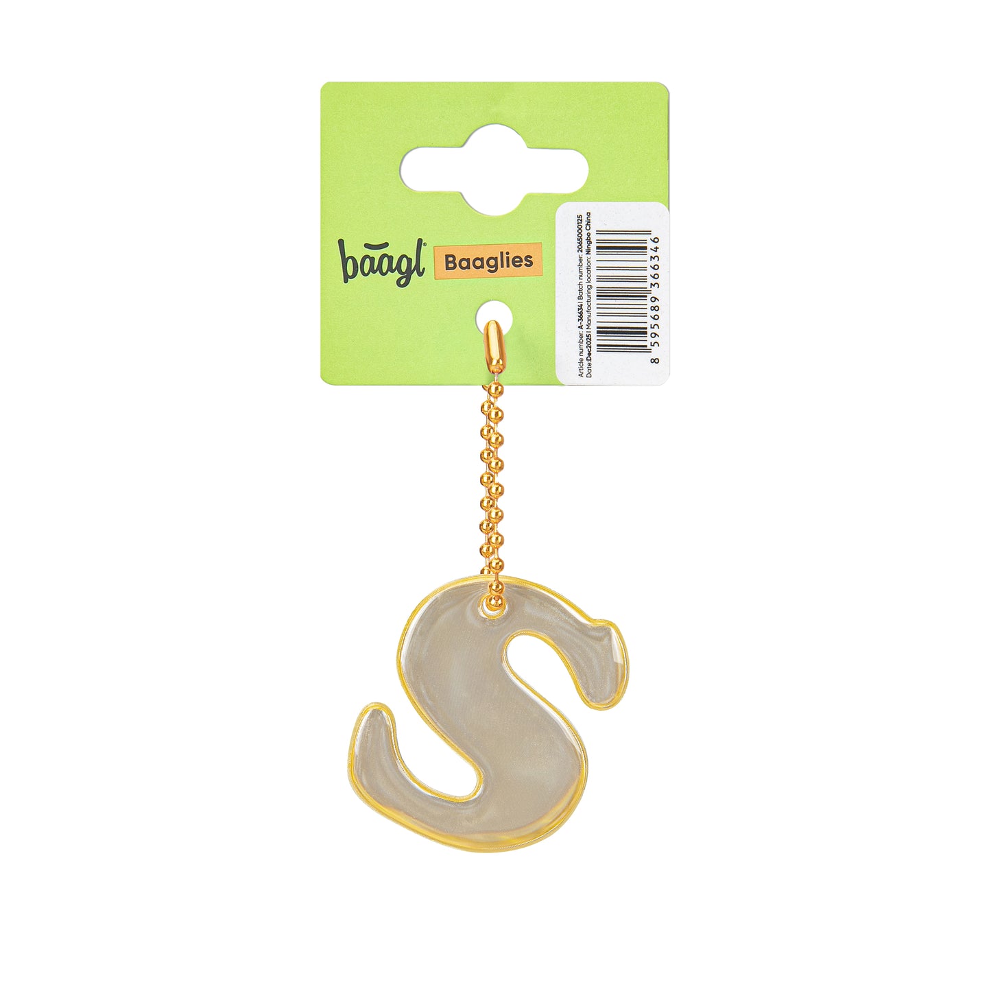 Reflective keychain letter S