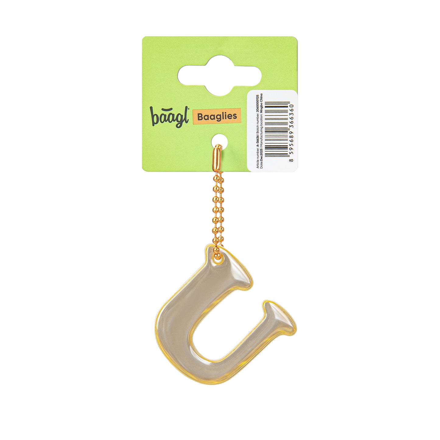 Reflective keychain letter U