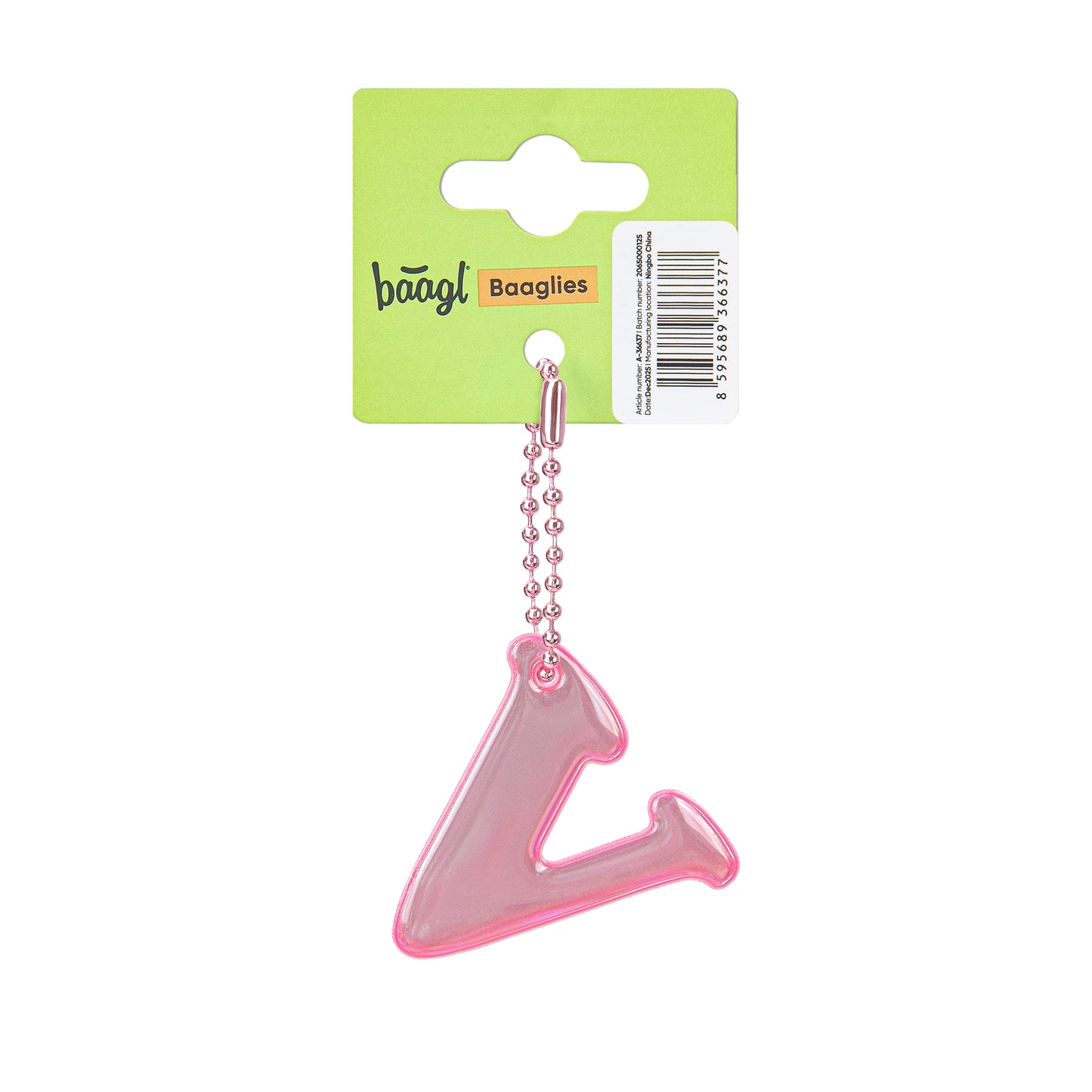 Reflective keychain letter V