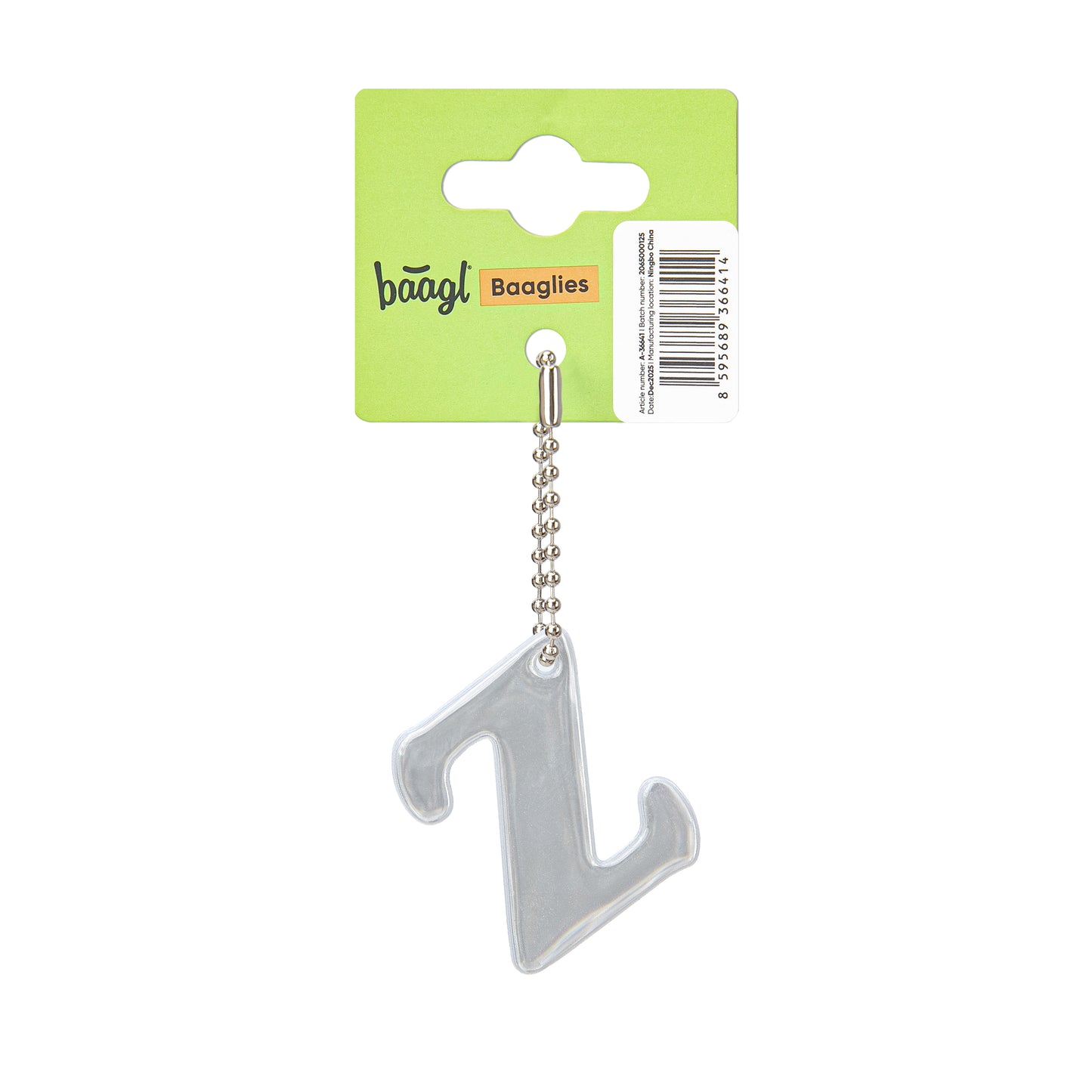Reflective keychain letter Z
