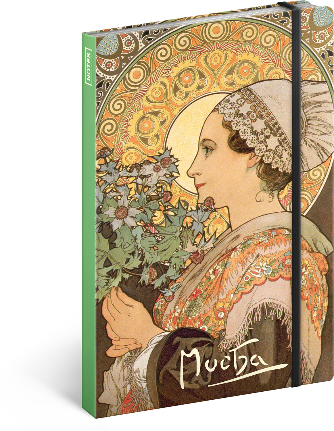 Notebook Alphonse Mucha – Thistle, lined, 13 × 21 cm