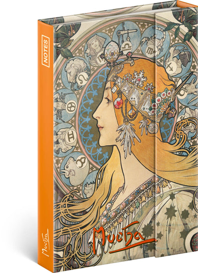 Notebook Alphonse Mucha – Zodiac, lined, 11 × 16 cm