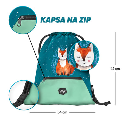 Gym sack  with zip pocket Foxie