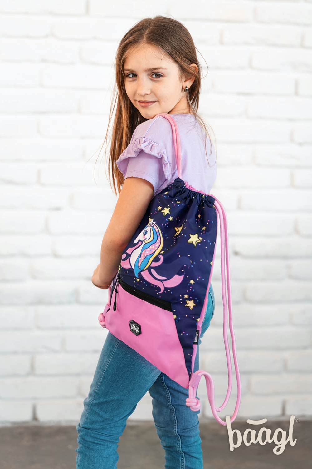 Gym sack  with zip pocket Unicorn