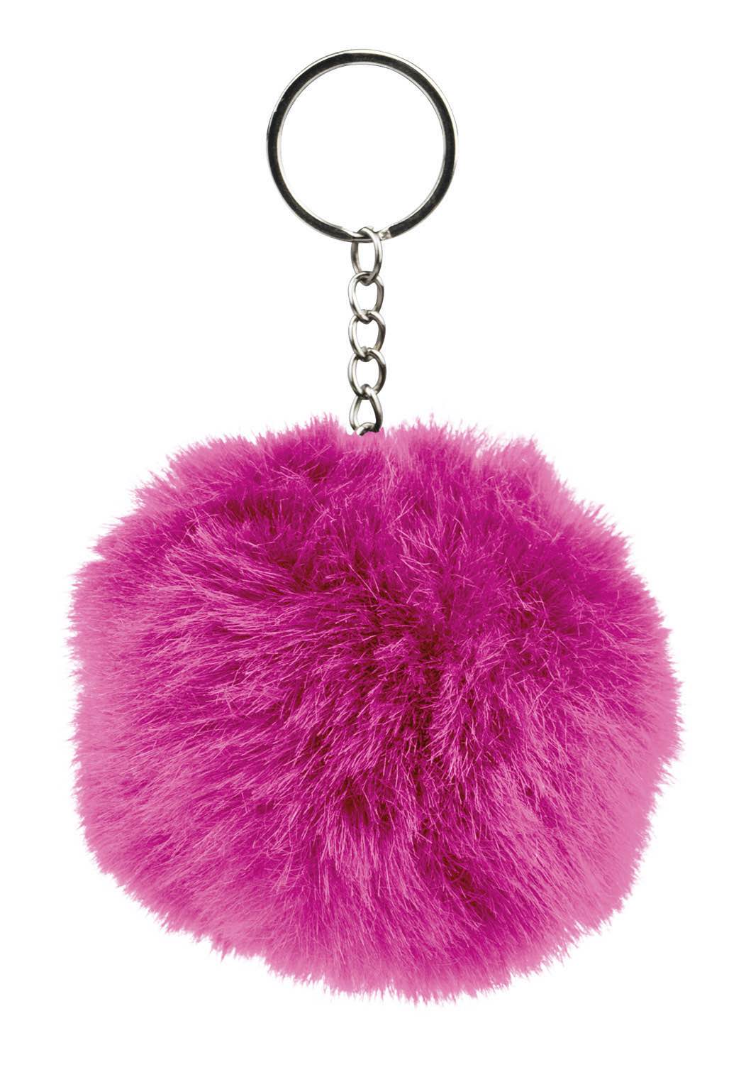 Pink pom-pom keychain