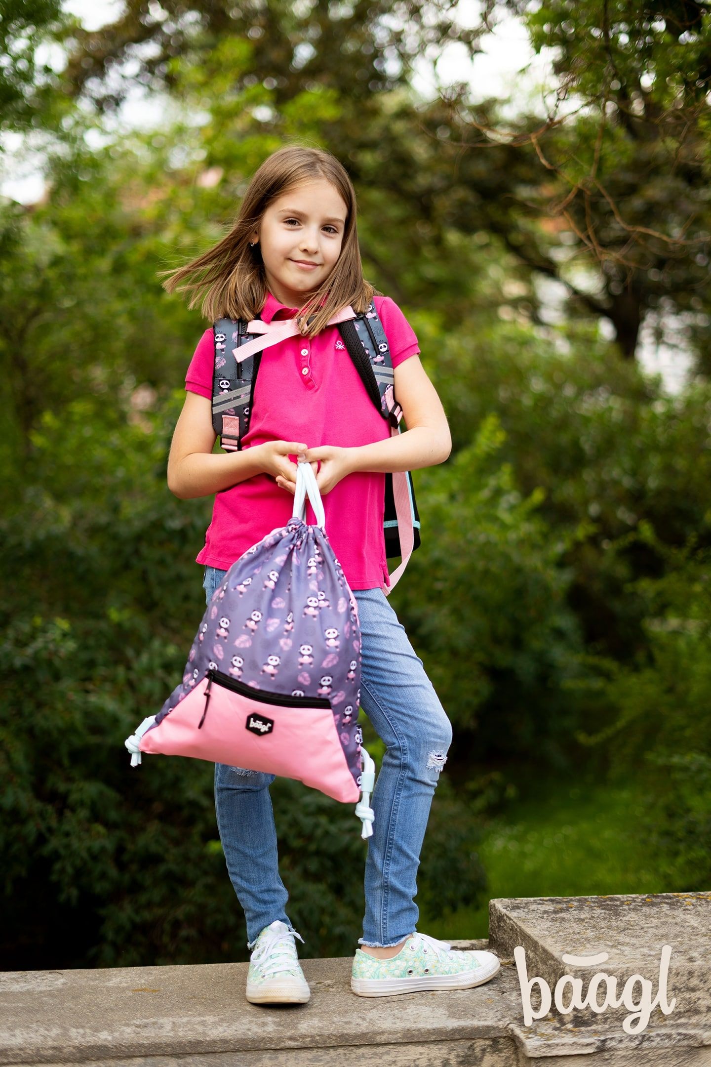 Gym sack  with zip pocket Panda