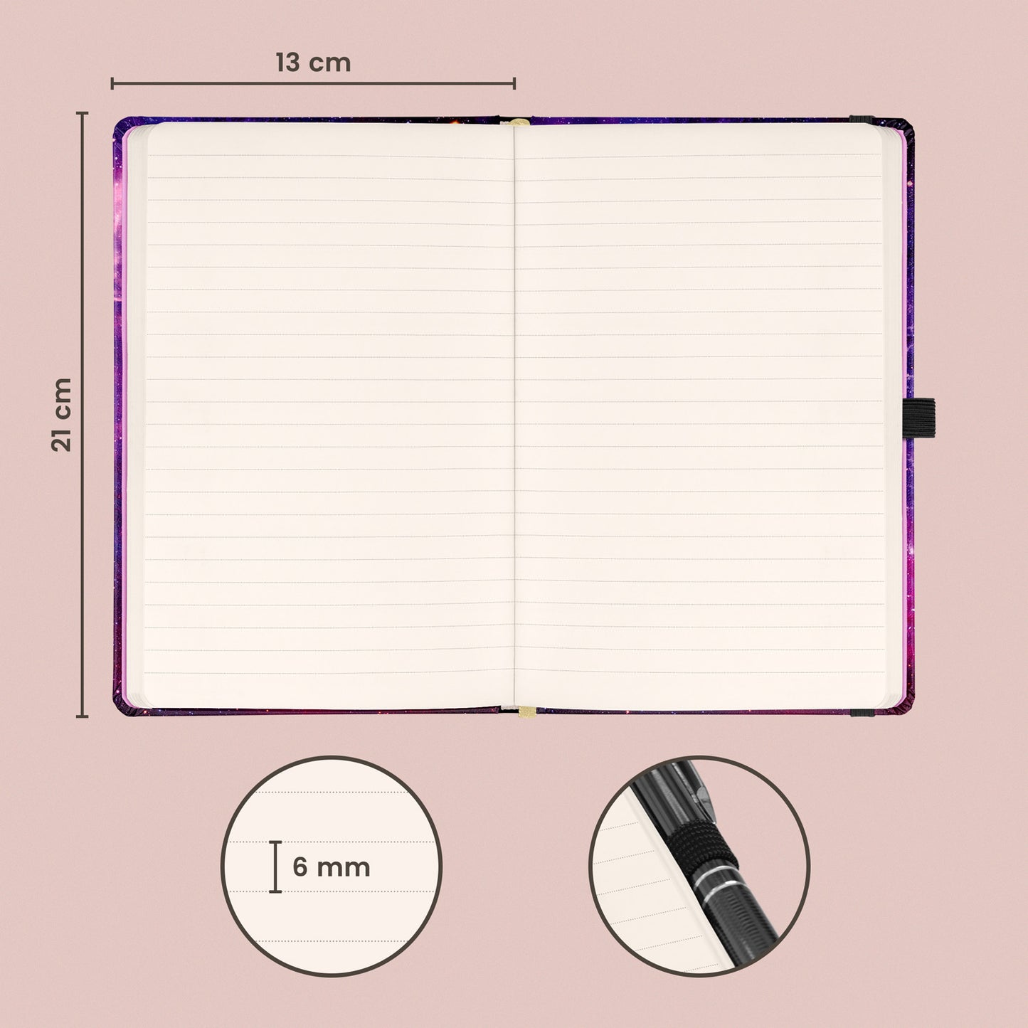 Notebook Galaxy, lined, 13 × 21 cm