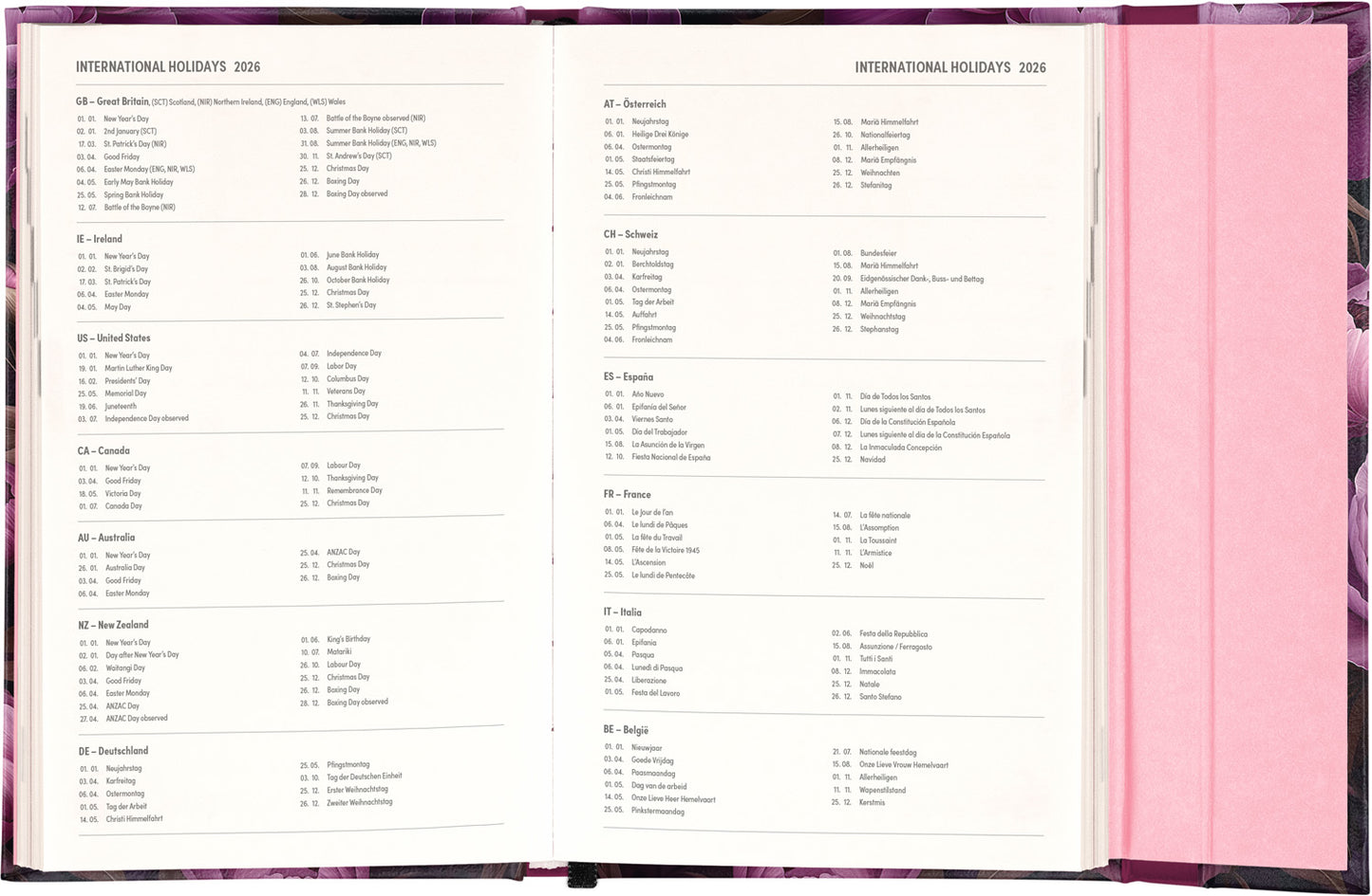 Magnetic weekly planner Purple Flowers 2026, 13 x 21 cm