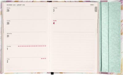 Magnetic weekly planner Pink Marble 2026, 11 x 16 cm