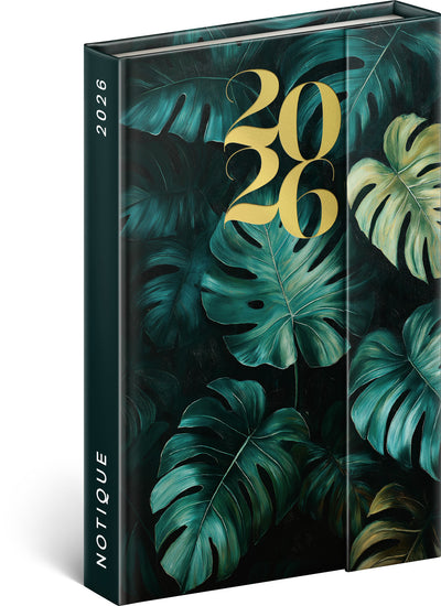 Magnetic weekly planner Monstera 2026, 11 x 16 cm
