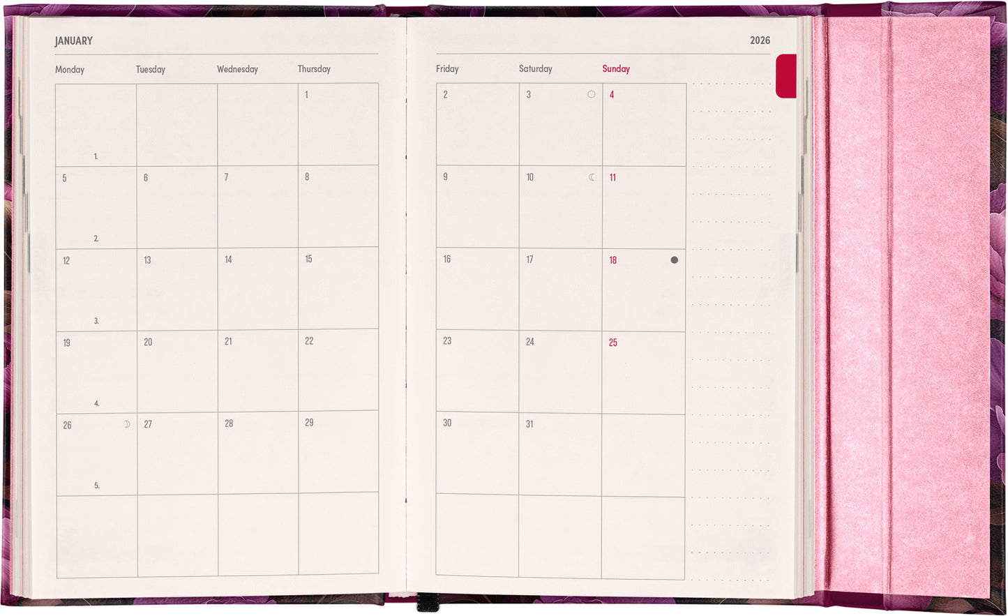 Magnetic weekly planner Purple Flowers 2026, 11 x 16 cm