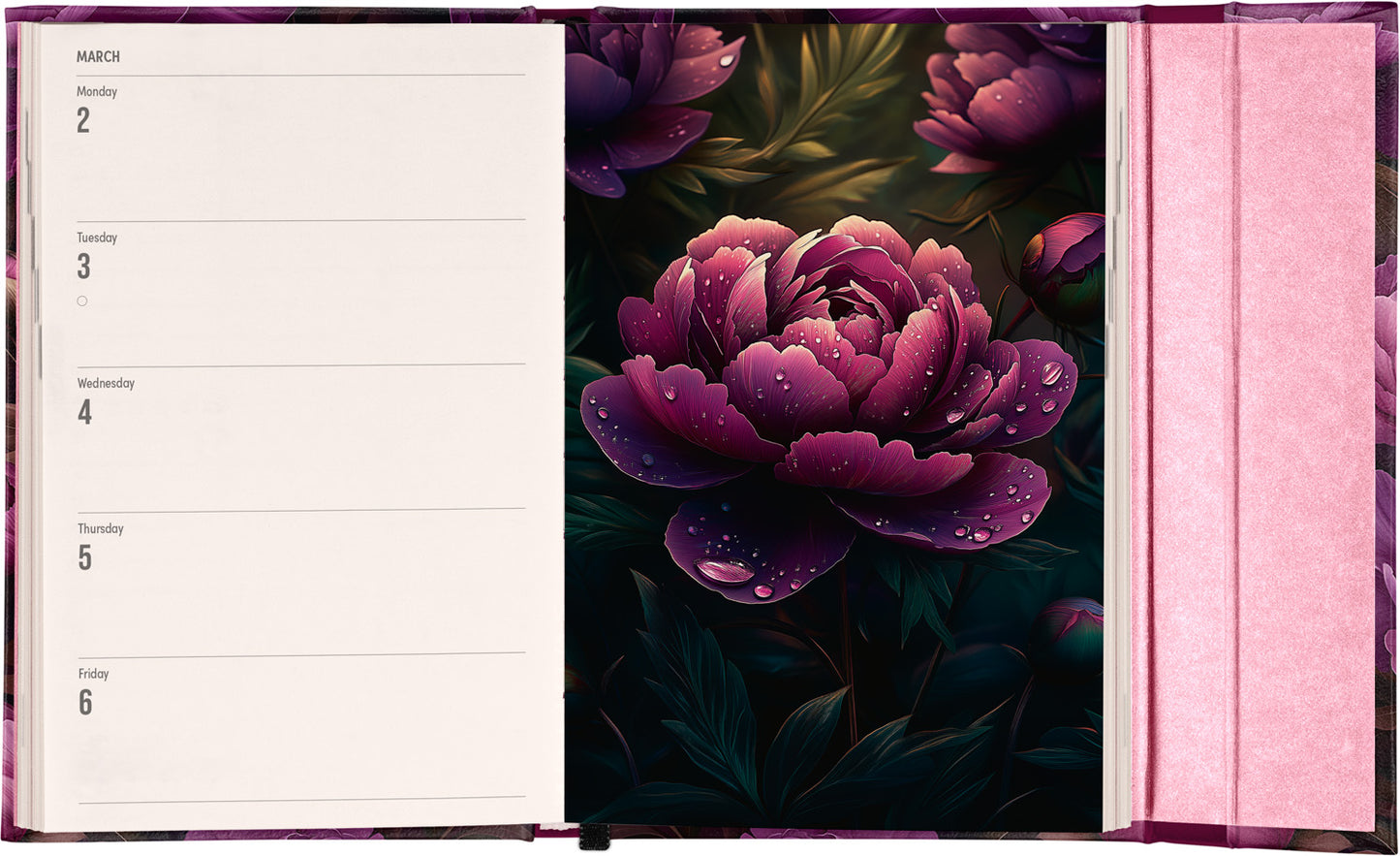 Magnetic weekly planner Purple Flowers 2026, 11 x 16 cm