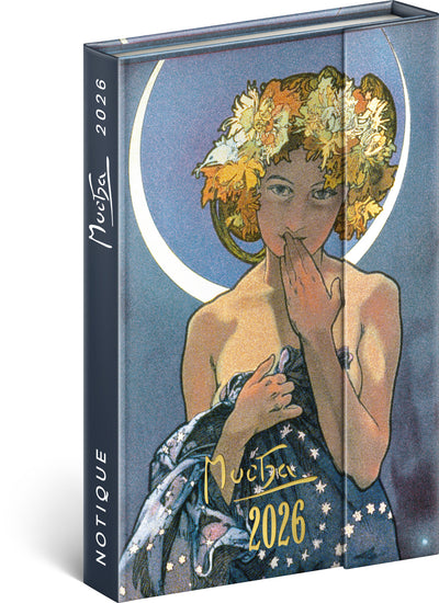 Magnetic weekly planner Alphonse Mucha 2026, 11 x 16 cm