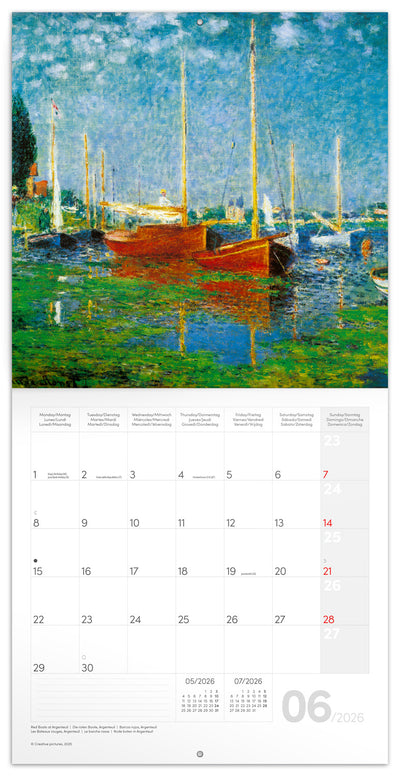 Grid calendar Claude Monet 2026, 30 x 30 cm