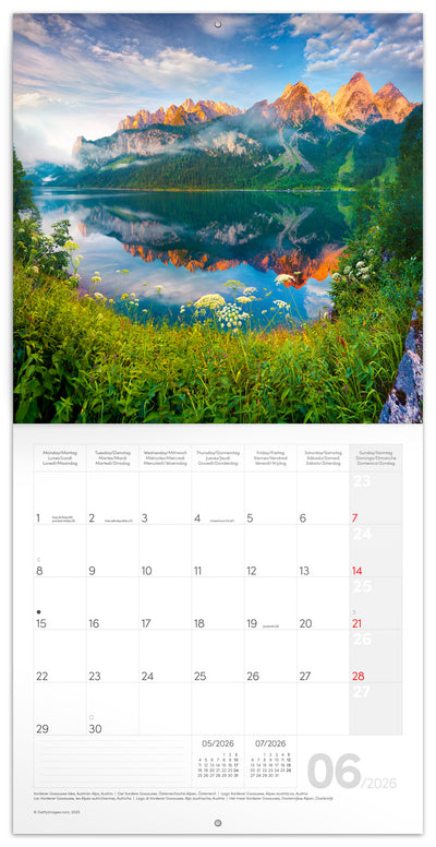 Grid calendar Alps 2026, 30 x 30 cm