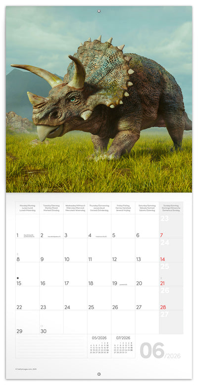 Grid calendar Dinosaurs 2026, 30 x 30 cm
