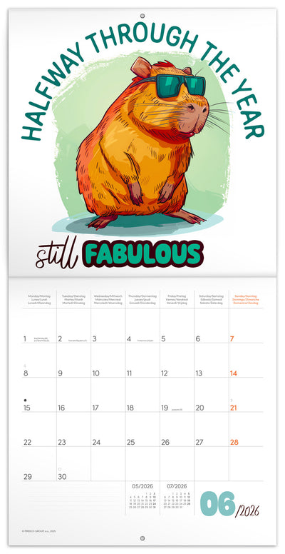 Grid calendar Cheeky Capybaras 2026, 30 x 30 cm