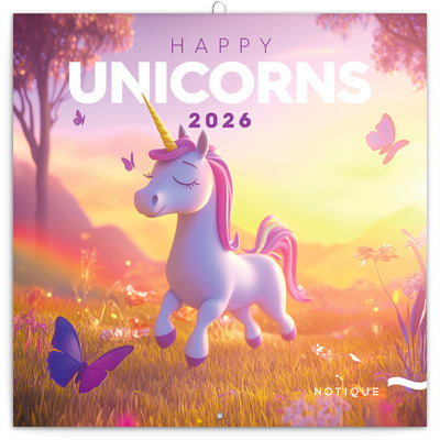Grid calendar Happy Unicorns 2026, 30 x 30 cm