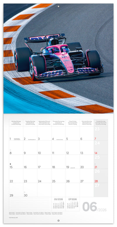 Grid calendar Formula 2026, 30 x 30 cm