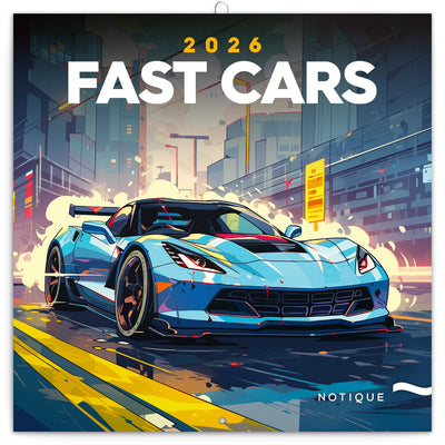 Grid calendar Fast Cars 2026, 30 x 30 cm
